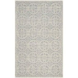 Safavieh Alfombra medallón de lana plata/blanco, 152 x 244 cm