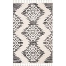 Safavieh Alfombra de polipropileno blanco/gris, 122 x 183 cm