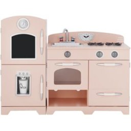 Teamson Cocina infantil grande retro de madera rosa