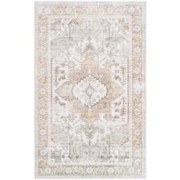 Safavieh Alfombra tradicional de poliéster beige/oro, 152 x 244 cm