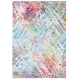 Safavieh Alfombra contemporáneo de polipropileno blanco/azul, 122 x 183 cm