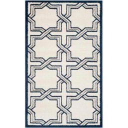 Safavieh Alfombra geométrico de polipropileno blanco/azul, 122 x 183 cm