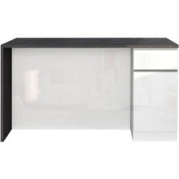 Whous Isla de cocina 2 puertas 160 cm efecto madera blanco/gris piedra