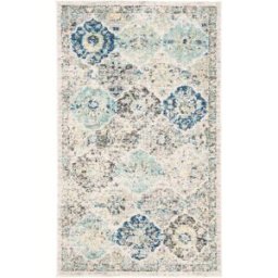 Safavieh Alfombra moderno chic de polipropileno blanco/azul, 122 x 183 cm