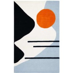 Safavieh Alfombra geométrico de lana blanco/azul, 122 x 183 cm