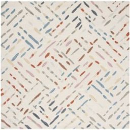 Safavieh Alfombra contemporáneo de lana blanco/azul, 183 x 183 cm