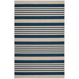Safavieh Alfombra rayas de polipropileno azul/beige, 160 x 231 cm