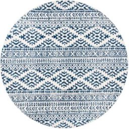 Safavieh Alfombra bohemio de polipropileno blanco/azul, 152 cm