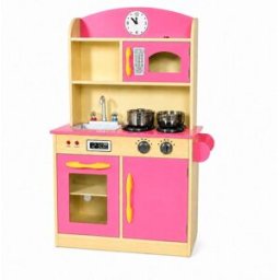 Teamson Cocina infantil deluxe de madera rosa