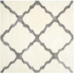 Safavieh Alfombra de polipropileno blanco/gris, 122 x 122 cm