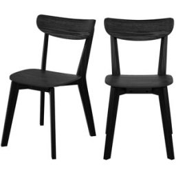 Maison Pavane Juego de 2 sillas de madera de caucho negro