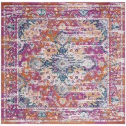 Safavieh Alfombra contemporáneo de polipropileno rosa/oro, 155 x 155 cm