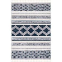 Safavieh Alfombra bohemio de poliéster blanco/azul, 160 x 229 cm