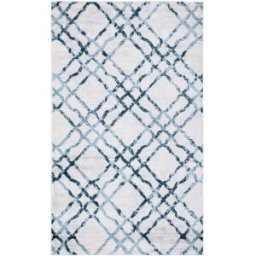 Safavieh Alfombra transicional de polipropileno blanco/azul, 122 x 183 cm