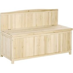 Outsunny Banco de jardín 115x45x75 cm madera natural