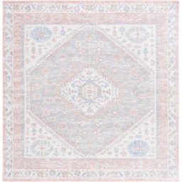 Safavieh Alfombra geométrico de poliéster blanco/azul, 160 x 160 cm