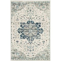 Safavieh Alfombra transicional de polipropileno blanco/azul, 122 x 183 cm
