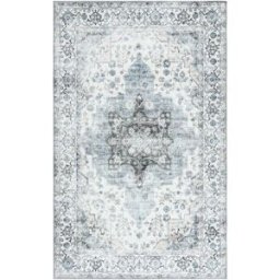 Safavieh Alfombra tradicional de poliéster blanco/azul, 183 x 274 cm