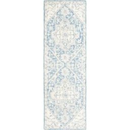 Safavieh Alfombra tradicional de lana azul/blanco, 69 x 213 cm