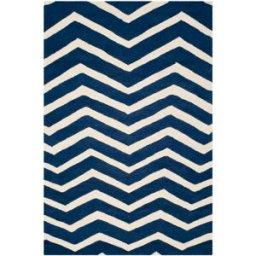 Safavieh Alfombra contemporáneo de lana azul/blanco, 122 x 183 cm