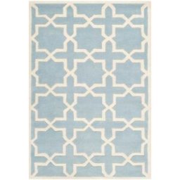 Safavieh Alfombra contemporáneo de lana azul/blanco, 122 x 183 cm