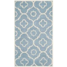 Safavieh Alfombra contemporáneo de lana azul/blanco, 122 x 183 cm