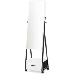 Giantex Joyería blanca 2 en 1 con espejo 42 x 38 x 157 cm