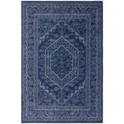 Safavieh Alfombra medallón de polipropileno azul/blanco, 122 x 183 cm