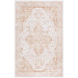 Safavieh Alfombra tradicional de poliéster beige/oro, 183 x 274 cm