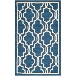 Safavieh Alfombra enrejado de lana azul/blanco, 122 x 183 cm
