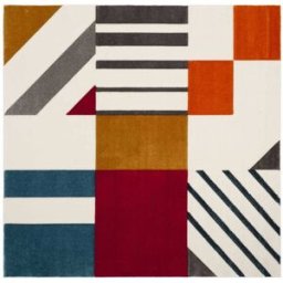 Safavieh Alfombra contemporáneo de polipropileno blanco/azul, 122 x 122 cm