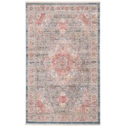 Safavieh Alfombra tradicional de poliéster azul/blanco, 122 x 183 cm