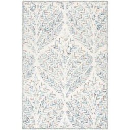 Safavieh Alfombra floral de lana blanco/azul, 183 x 274 cm