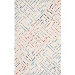 Safavieh Alfombra contemporáneo de lana blanco/azul, 122 x 183 cm