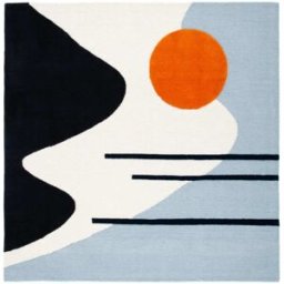Safavieh Alfombra geométrico de lana blanco/azul, 122 x 122 cm