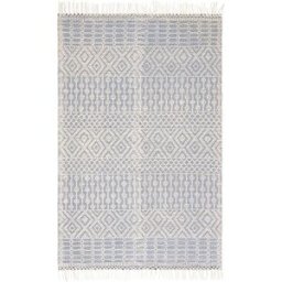 Safavieh Alfombra bohemio de lana blanco/azul, 122 x 183 cm