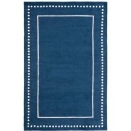 Safavieh Alfombra borde de puntos de lana azul/blanco, 122 x 183 cm
