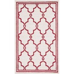 Safavieh Alfombra enrejado de polipropileno blanco/rojo, 122 x 183 cm