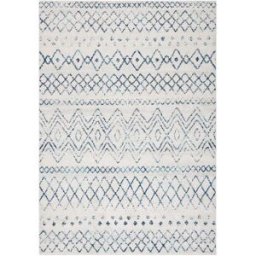 Safavieh Alfombra bohemio de polipropileno blanco/azul, 122 x 183 cm