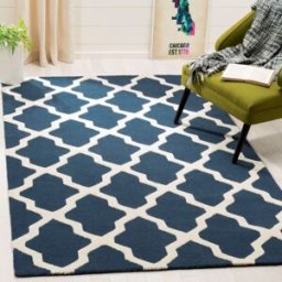 Safavieh Alfombra enrejado de lana azul/blanco, 183 x 274 cm