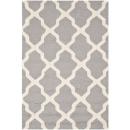 Safavieh Alfombra enrejado de lana plata/blanco, 122 x 183 cm