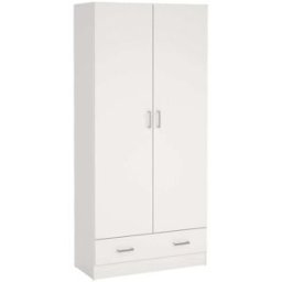 WellHome Armario de madera en color blanco 79,4x35,7x170,4cm