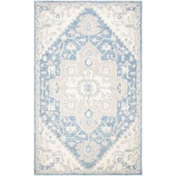 Safavieh Alfombra tradicional de lana azul/blanco, 91 x 152 cm