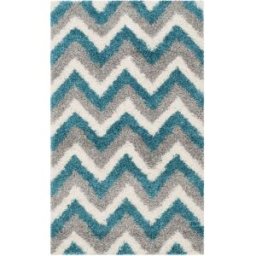Safavieh Alfombra de polipropileno blanco/azul, 122 x 183 cm