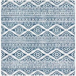 Safavieh Alfombra bohemio de polipropileno blanco/azul, 152 x 152 cm