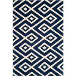 Safavieh Alfombra contemporáneo de lana azul/blanco, 122 x 183 cm