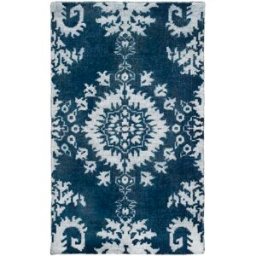 Safavieh Alfombra transición de moda de lana azul, 122 x 183 cm