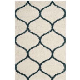 Safavieh Alfombra de polipropileno blanco/azul, 122 x 183 cm