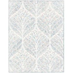 Safavieh Alfombra floral de lana blanco/azul, 244 x 305 cm