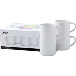 CRICUT 2009392 - Taza, en blanco, cerámica, 300 ml, 4 piezas, blanco